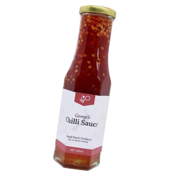 Chilli sauce in a jar, perfect sweet, sour, and spicy condiment for Asian or Mexican dishes.