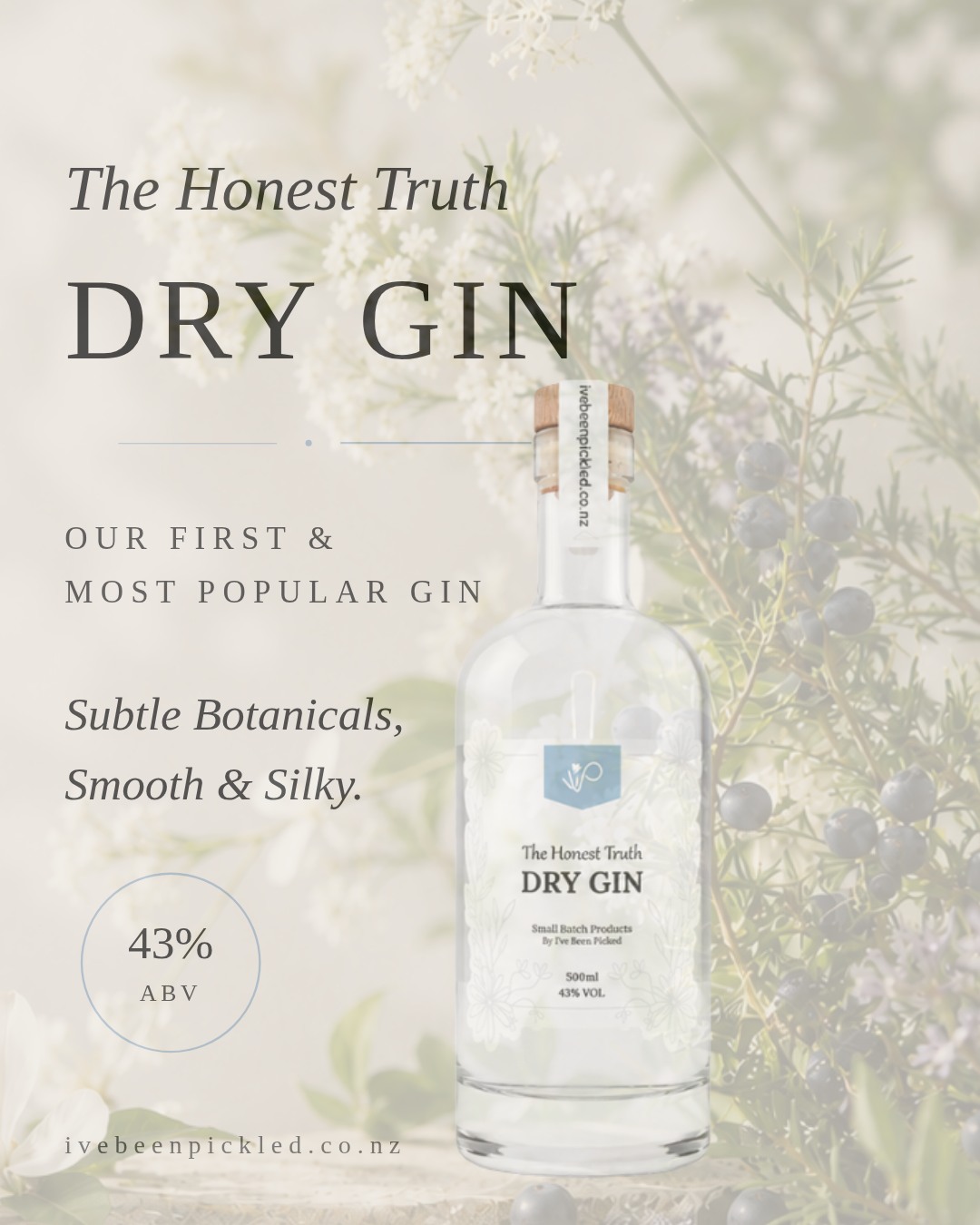 Meet The Honest Truth — our very first gin, and still the one you keep coming back for. 
Crafted in small batches with a subtle botanical blend, it pours smooth, sips silky, and finishes like a quiet exhale at the end of a long day. At 43% ABV, it's got just enough backbone to hold its own in a G&T, a martini, or simply over ice.
There's a reason this one's our most popular — taste it for yourself.
Available online at ivebeenpickled.co.nz or every Saturday @christchurchfarmersmarket 

#TheHonestTruth #DryGin #SmallBatchGin #IveBeenPickled #NZGin #CraftGin