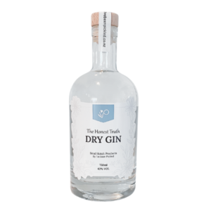 The Honest Truth Dry Gin 43% ABV bottle with bold juniper, citrus zest, and smooth botanical flavours, crafted by I’ve Been Pickled.