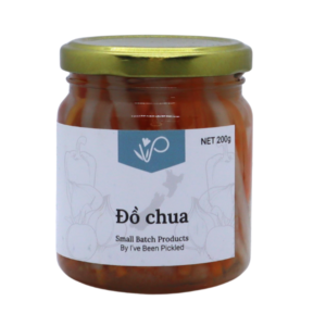 Jar of Do Chua pickled vegetables, perfect for adding crunch to sandwiches, savory crepes, grilled pork, and noodles.