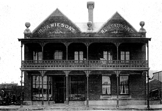 Historic image of the original Jamieson Bakery and Tearooms building in Winton, the birthplace of some of the cherished Family Pickle Recipes Passed Down Through Generations.